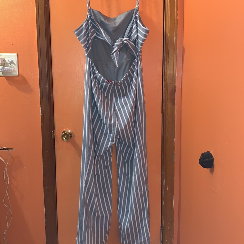 SHOE DAZZLE Strip green & white Jumpsuit size L - Picture 2 of 4